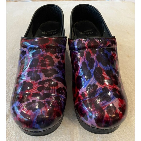 Dansko Size 39 ( US 8.5-9) Purple Leopard Print Professional Nursing Clogs Shoes - Picture 2 of 10